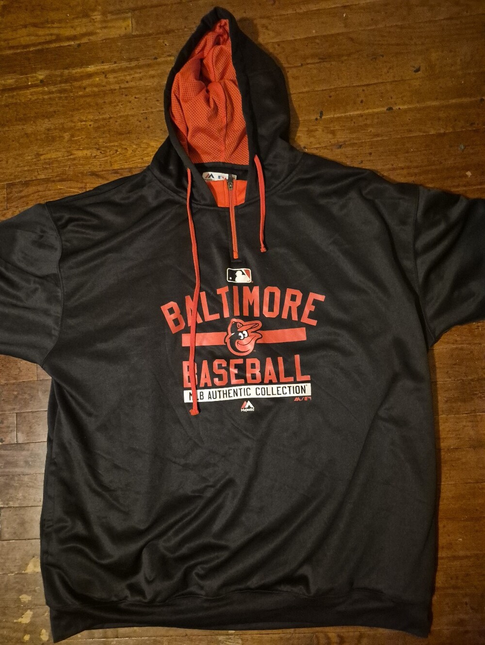Baltimore Orioles Mens Sz 4XL Black Orange Majestic Authentic Hoodie